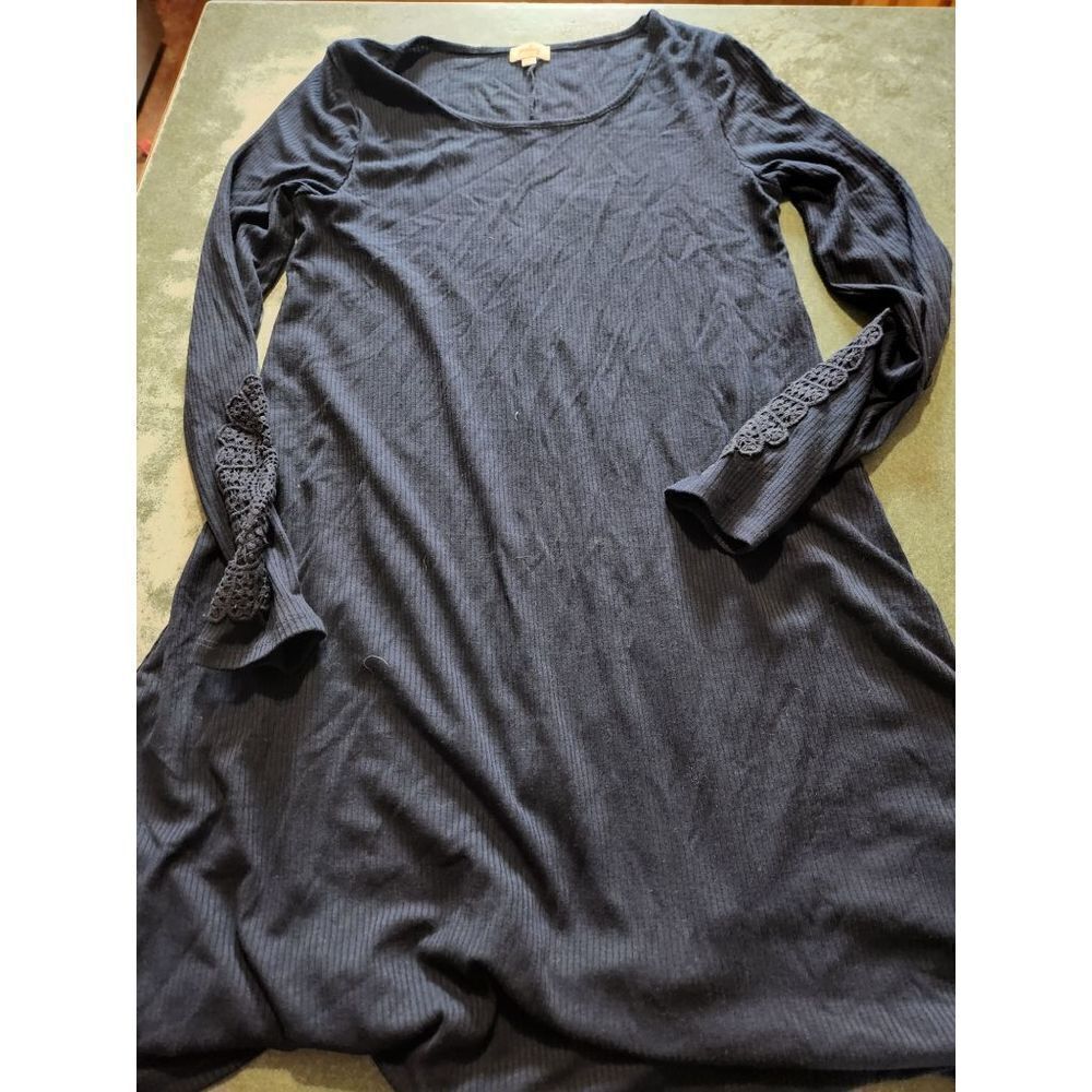 Pixley black ribbed long sleeve dress sz S